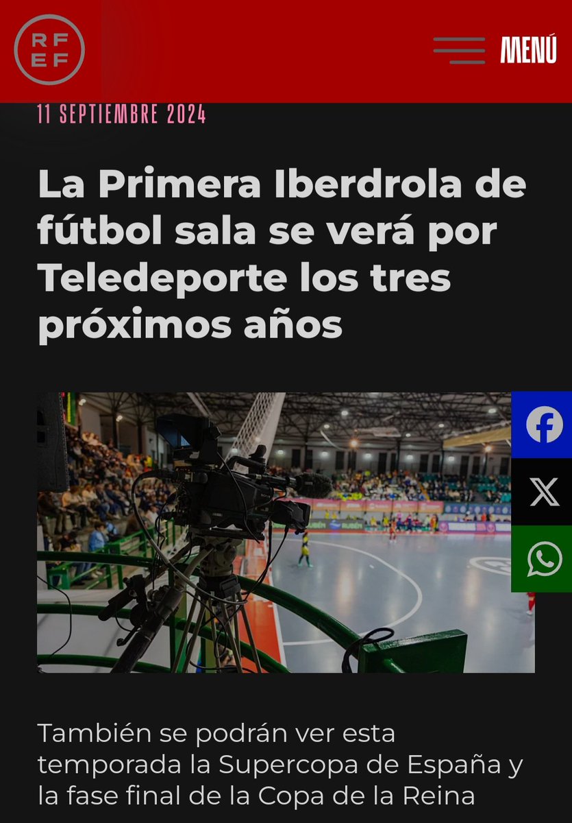 Queremos agradecer públicamente a <a href="/teledeporte/">Teledeporte</a> el acuerdo alcanzado para las próximas tres temporadas que será fundamental para darle visibilidad a nuestro deporte. También agradecer el esfuerzo de <a href="/FutSalRFEF/">Futsal RFEF</a> para que este acuerdo sea hoy una realidad. 

rfef.es/es/noticias/la…