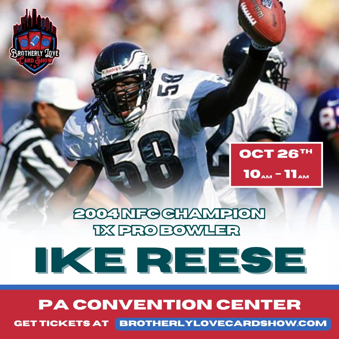 BREAKING NEWS: Former Eagle and current host of the 94WIP Afternoon Show Ike Reese will be signing autographs at the Brotherly Love Card Show on October 26th from 10-11am! Tickets to meet Ike go on sale this Friday!