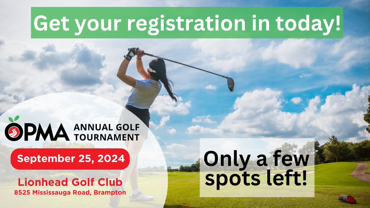 The OPMA golf tournament for Sept. 25 is filling up! Come experience Lionhead Golf course and enjoy networking, contests, food and more! theopma.ca/event/2024-ann…