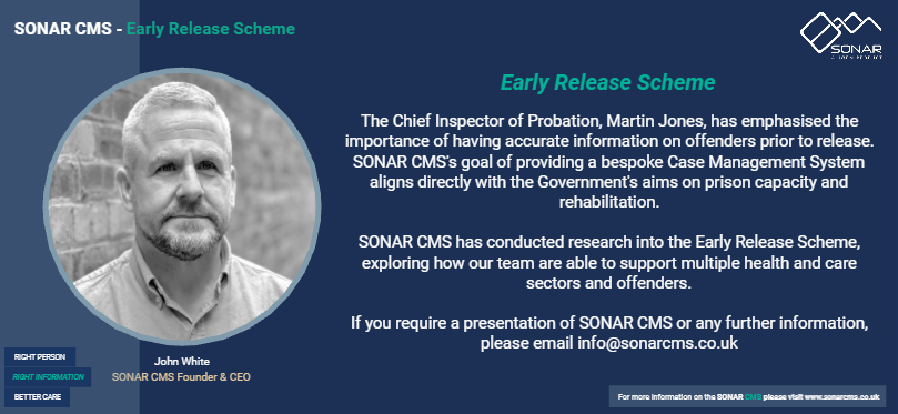 Early Release Scheme - SONAR CMS's Reflections

Learn more about our response on our SONAR CMS website: sonarcms.co.uk/blog

 #SONARCMS #Prisons #Rehabilitation #healthandsocialcare #healthandjustice