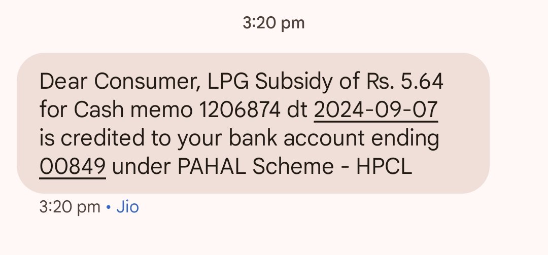 भारत सरकार का बोहत बोहत आभार गेस सीलीडर मे  5.64 पैसा   सबसीडी दि अब इतना पैसा कहा  खर्च करे #ModiGovernment <a href="/PMOIndia/">PMO India</a> <a href="/narendramodi/">Narendra Modi</a> <a href="/BJP4India/">BJP</a> <a href="/AmitShah/">Amit Shah</a>