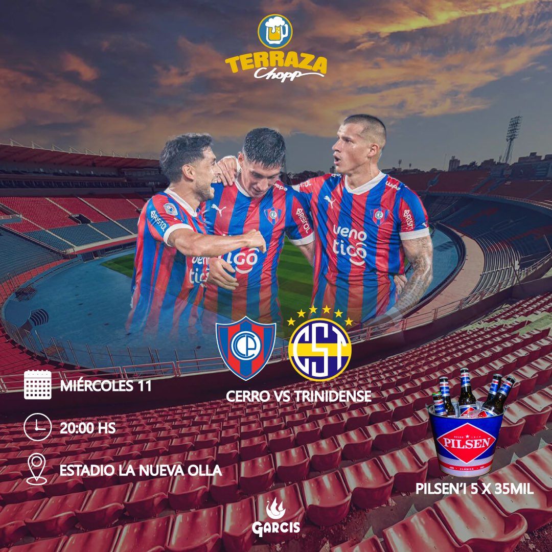 Miércoles de fútbol en Terraza! ⚽️ Ideal para cortar la semana con nuestra promo de Pilsen’i 5x35 mil gs 🍻 😎

📲 +Info al WhatsApp 👉🏻 wa.me/595981542888