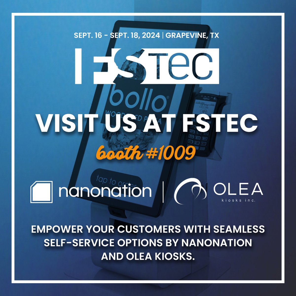 Excited for #FSTEC next week? Visit Booth #1009 to see how <a href="/Nanonation/">Nanonation, Inc</a> and #OleaKiosks are revolutionizing self-service. Learn how our solutions boost customer satisfaction, streamline operations, and drive revenue. Don't miss it! #SelfService #Innovation #Efficiency #Kiosks