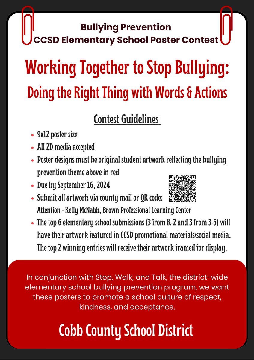 CobbVisualArts's tweet image. There’s still time! Create those posters with a positive message supporting this district collaborative effort! #cobbartrocks #DoingDrivesLearning Entries due next Monday, 9/16! 🎨🤝