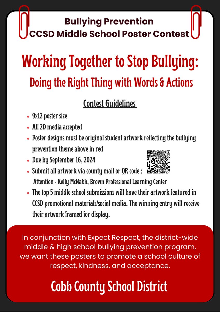 CobbVisualArts's tweet image. There’s still time! Create those posters with a positive message supporting this district collaborative effort! #cobbartrocks #DoingDrivesLearning Entries due next Monday, 9/16! 🎨🤝