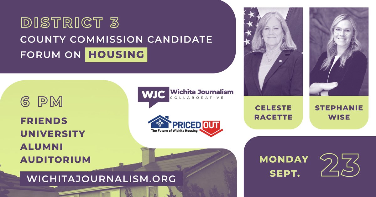 Do you live in District 3? Join us for a forum focused on housing issues on Monday, Sept. 23, at 6 p.m. in the Alumni Auditorium at Friends University. Housing is an issue that impacts everyone!