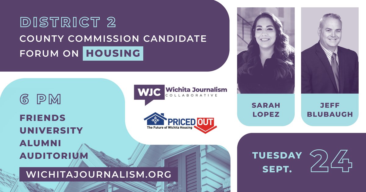 Do you live in District 2? Join us for a forum focused on housing issues on  Tuesday, Sept. 24, at 6 p.m. in the Alumni Auditorium at Friends University. Housing is an issue that impacts everyone!