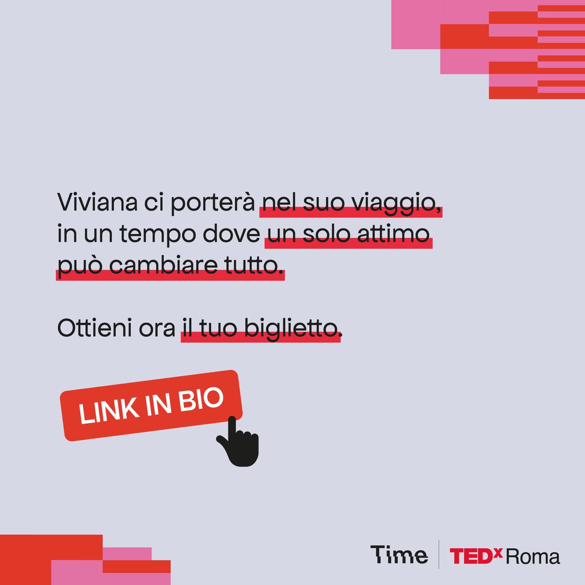 VIVIANA LUCARINI è sempre riuscita ad identificare i problemi in anticipo, ma nulla al mondo avrebbe potuto farle presagire l'evento che le ha cambiato la vita.

🎟️ Al TEDxRoma 2024 scopriremo il suo viaggio, dove un solo attimo può stravolgere tutto ➡️ rb.gy/z801iz