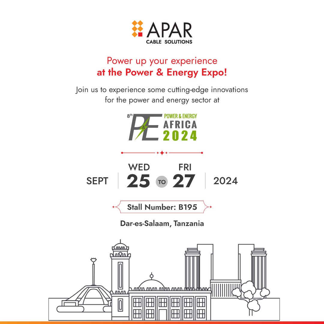AparLdc's tweet image. Meet us in Tanzania, Stall no. B195 at the Power &amp;amp; Energy Expo to see how we are transforming the future of energy sector with groundbreaking innovations and solutions!

#APAR #APARCableSolutions #Future #innovations #Energy #Power #APARWiresandCables #PowerandEnergy #Tanzania