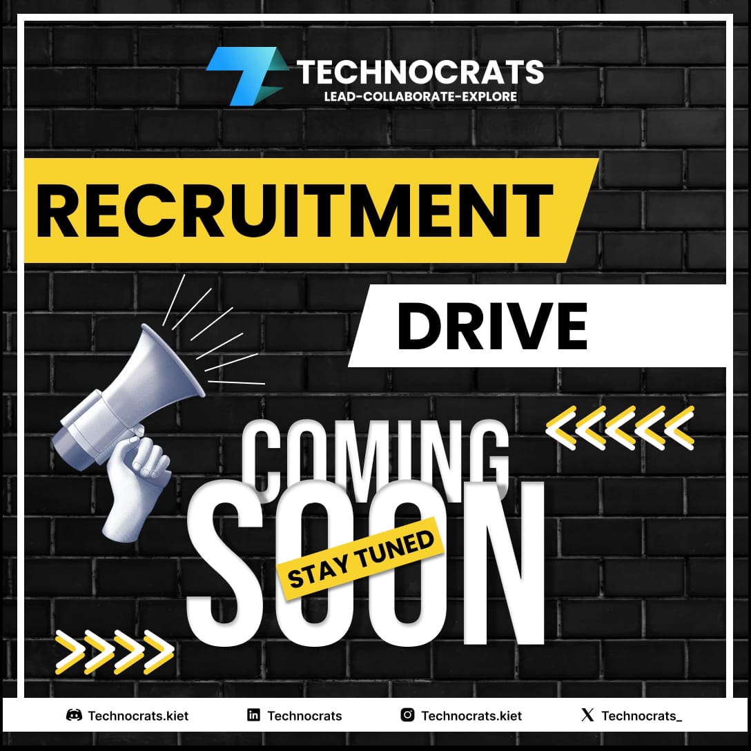 Technocrats_'s tweet photo. Big news! ✨Technocrats Club's recruitment drive is just around the corner, and we're on the hunt for enthusiastic freshers ready to Lead, Collaborate, and Explore. https://t.co/Wlnu2hAaZJ