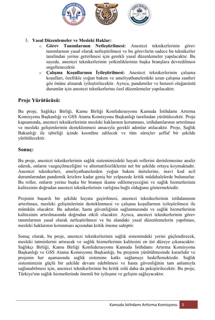 𝐀𝐧𝐞𝐬𝐭𝐞𝐳𝐢 𝐓𝐞𝐤𝐧𝐢𝐤𝐞𝐫𝐥𝐞𝐫𝐢 için oluşturduğumuz 𝐬𝐭𝐫𝐚𝐭𝐞𝐣𝐢𝐤 𝐢𝐬𝐭𝐢𝐡𝐝𝐚𝐦 𝐯𝐞 𝐦𝐞𝐬𝐥𝐞𝐤𝐢 𝐠𝐮̈𝐜̧𝐥𝐞𝐧𝐝𝐢𝐫𝐦𝐞 𝐩𝐫𝐨𝐣𝐞𝐬𝐢 ile branşa yeni bir inavasyon kazandıracağız!

Kamu Birliği Konfederasyonu Kamuda İstihdamı Artırma Komisyonu olarak