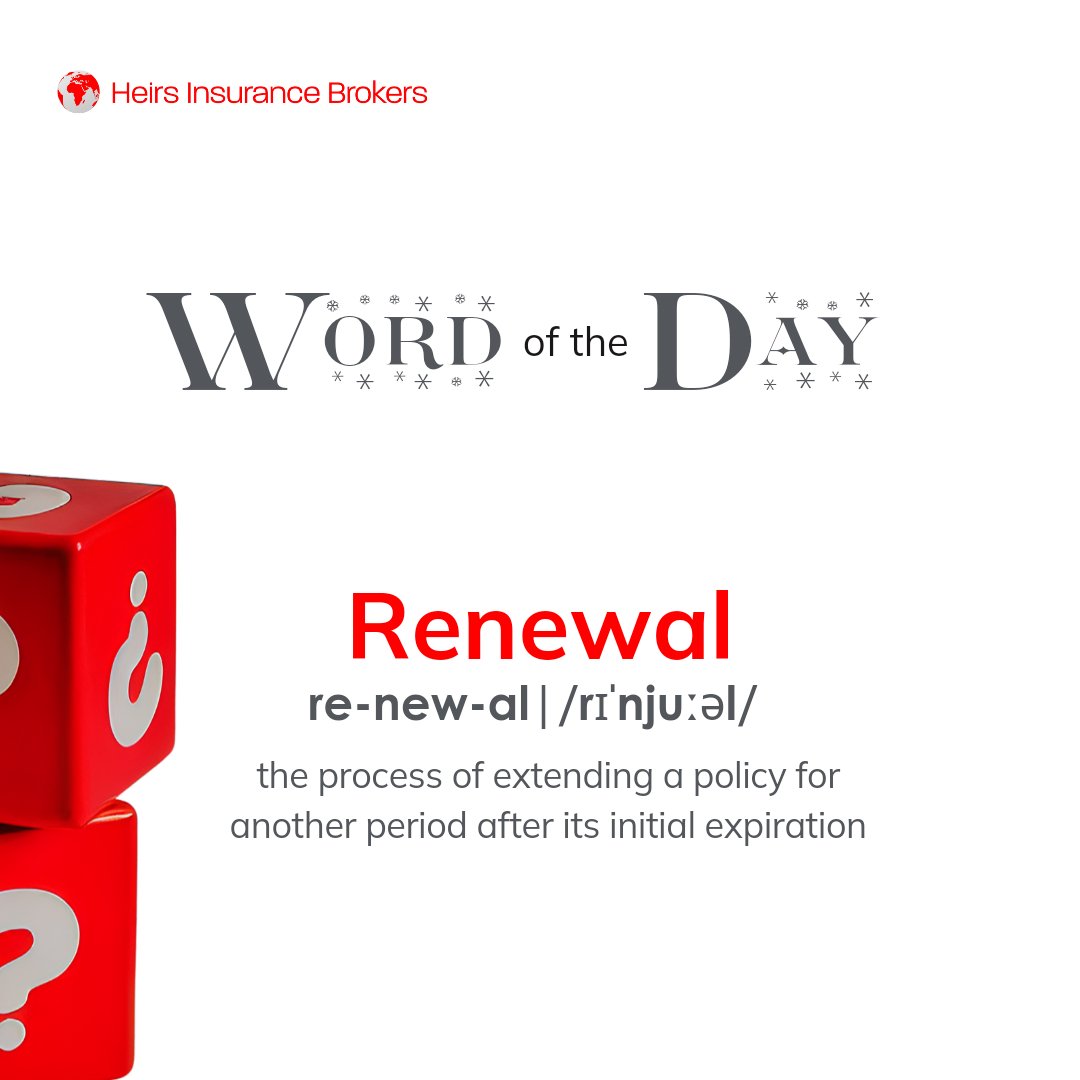 Heirs_Brokers's tweet image. Renewal in insurance is like hitting the refresh button—when you pay to keep your coverage active for another period. 
It's essential to stay protected from unexpected events.

#HIBWordOfTheDay #InsuranceLiteracy