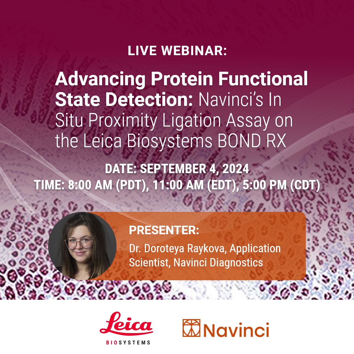 Last week, we joined forces with <a href="/LeicaBio/">Leica Biosystems</a> for a webinar on how to use Navinci's in situ proximity ligation assay automated on Leica's BOND RX/RXm automated stainer - watch the on demand recording here: labroots.com/ms/webinar/thr… <a href="/Labroots/">Labroots</a>