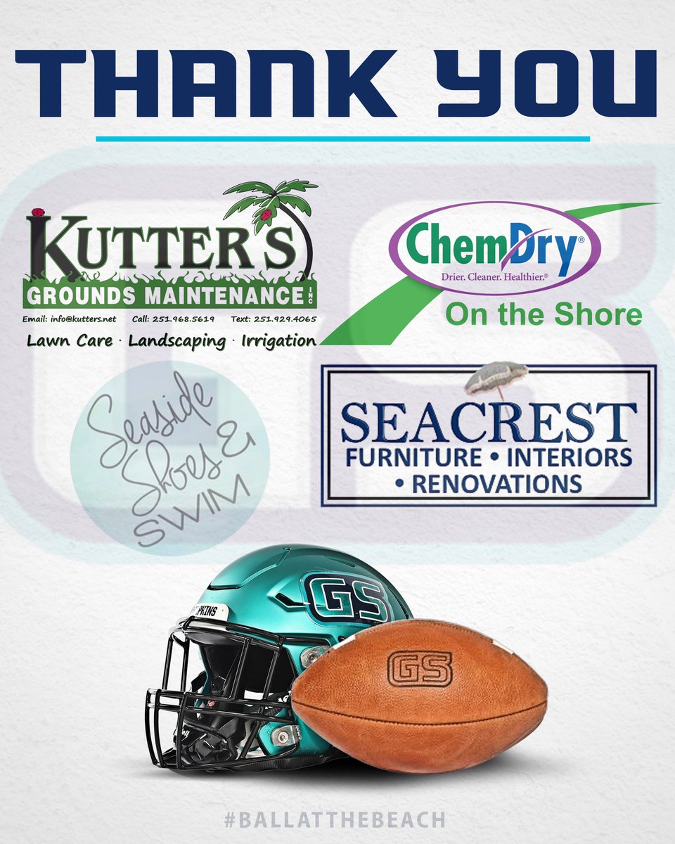 GSHSDolphins's tweet photo. Thank you Game day “quarter sponsors” for your support and for #BallingAtTheBeach 
🐬🏈🏖️ https://t.co/7Z2PEaW2Mj