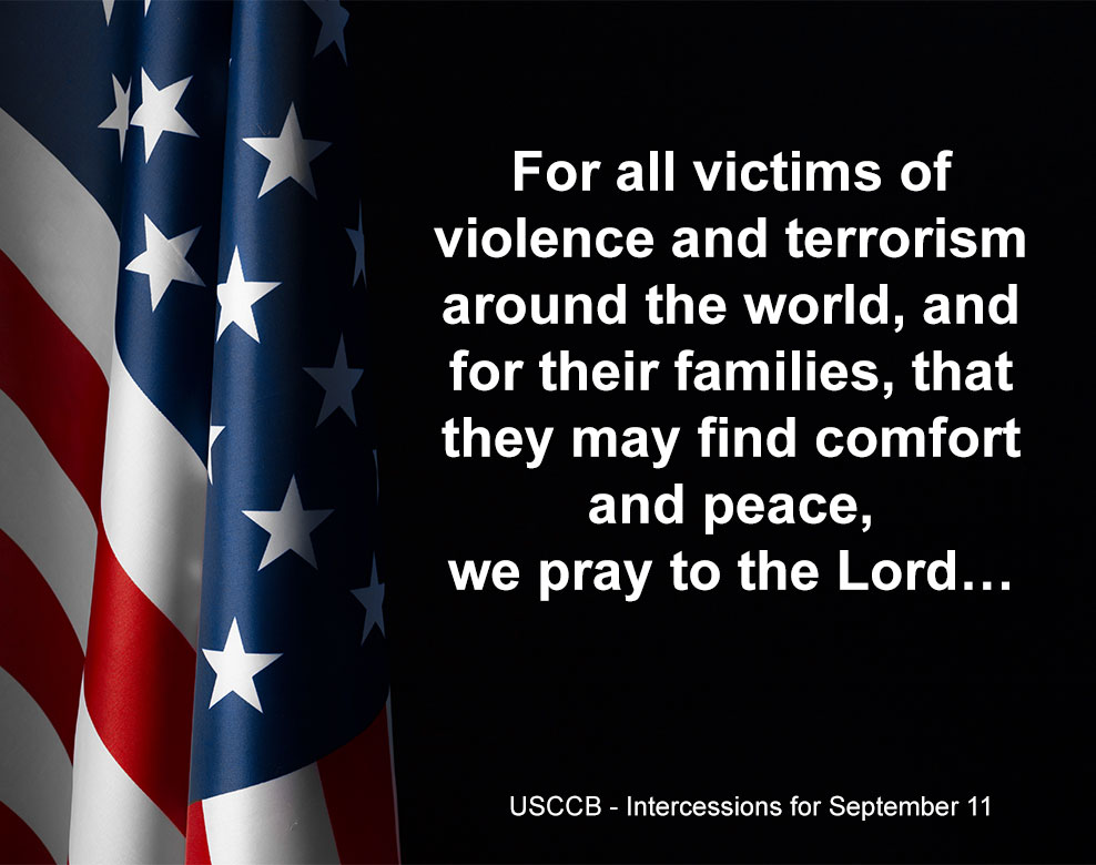 DIOCESEofCLE's tweet photo. We pray for all of those affected by the events of Sept. 11, 2001.  May eternal rest be granted to those who were lost and may God's comforting presence be with their families... #PatriotDay #September11 https://t.co/130Llz8YzM