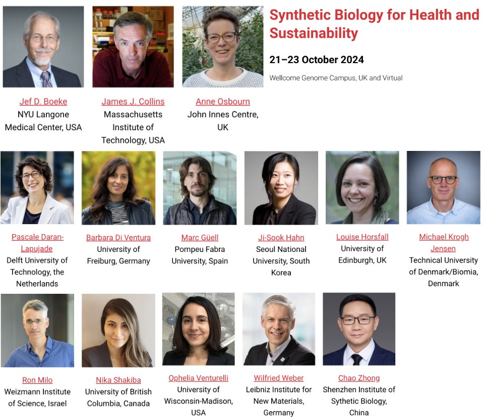We bring some of the crème de la crème speakers in cell, genome and microbiome engineering, sustainability, and health together 😃!

Full program with more selected speakers out soon!

Join us for #SynBioFH24! Registration and poster submission still open
tinyurl.com/2p8a4m7e