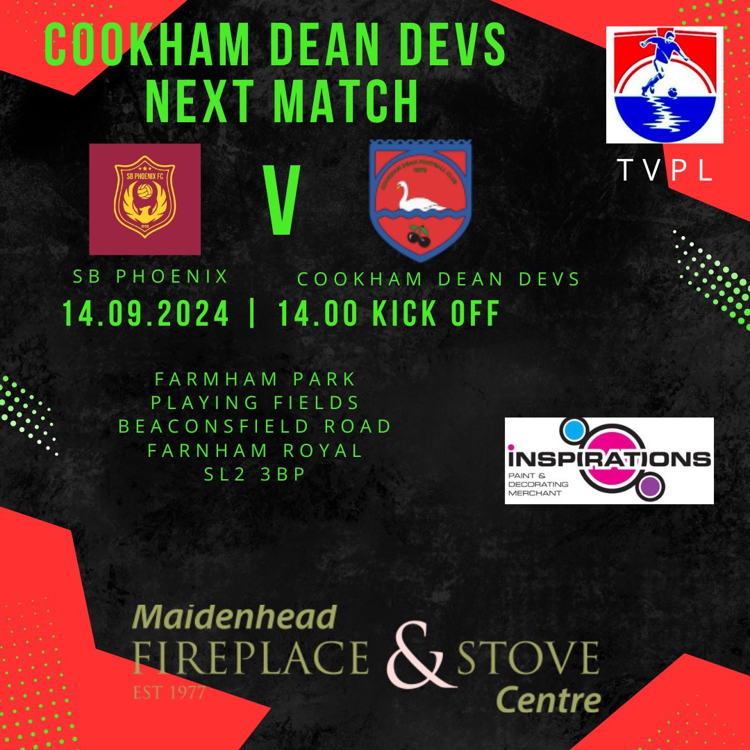 Cookham Dean FC (@cookhamdeanfc) on Twitter photo Cookham Dean Development head over the Farnham Royal to take on <a href="/SB_phoenixfc_/">S.B Phoenix FC</a> on Saturday afternoon.
Richard Franklin takes his young squad over looking for more positives after last weekends defeat against <a href="/Finch_FC1/">Finchampstead FC</a> reserves.
<a href="/fiberkshire/">Football in Berkshire</a> <a href="/ThamesValleyPL/">Thames Valley PL</a> <a href="/Teamgrassroots_/">Grassroots</a> Cookham Dean Development head over the Farnham Royal to take on <a href="/SB_phoenixfc_/">S.B Phoenix FC</a> on Saturday afternoon.
Richard Franklin takes his young squad over looking for more positives after last weekends defeat against <a href="/Finch_FC1/">Finchampstead FC</a> reserves.
<a href="/fiberkshire/">Football in Berkshire</a> <a href="/ThamesValleyPL/">Thames Valley PL</a> <a href="/Teamgrassroots_/">Grassroots</a>