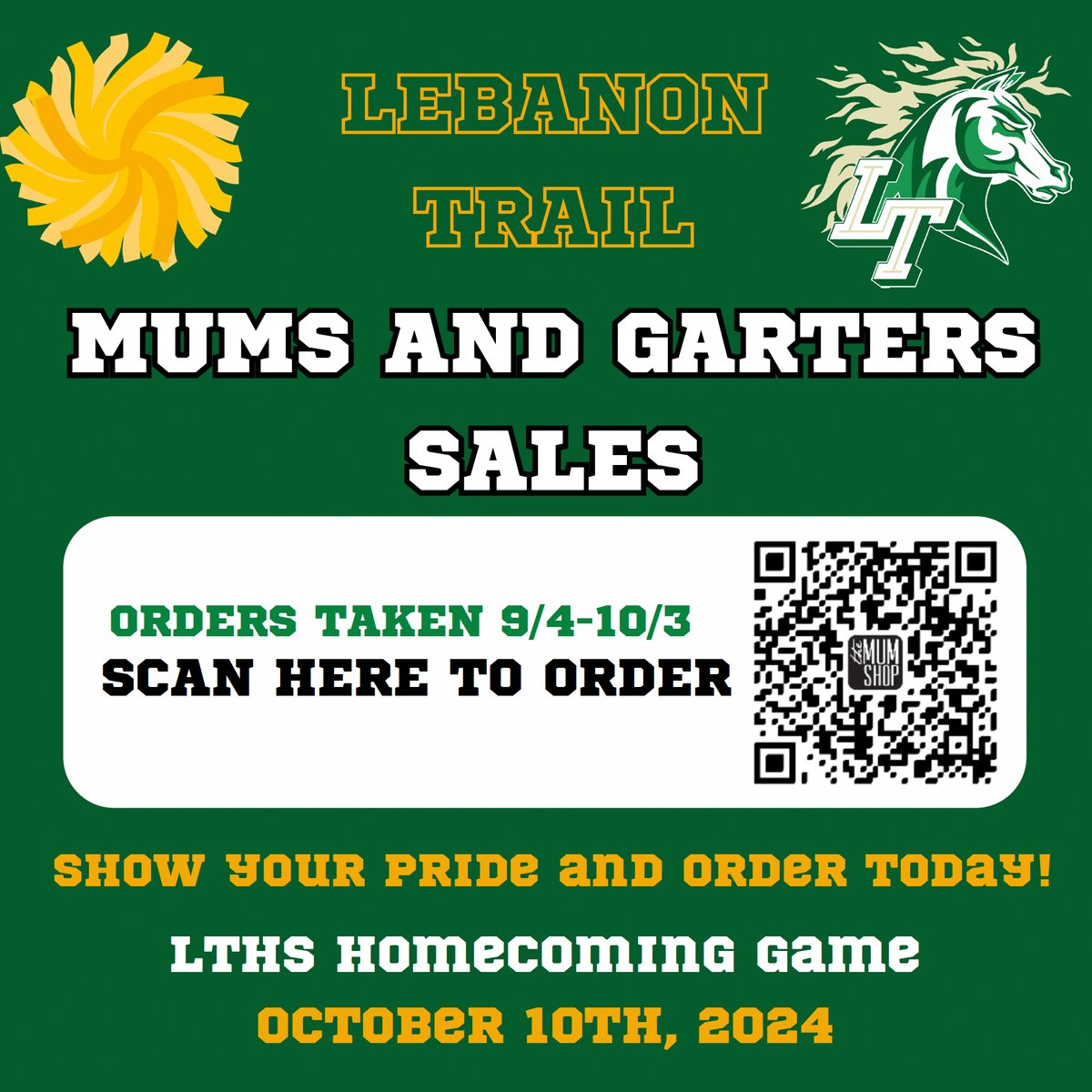 Get your Homecoming Mums and Garters here!
