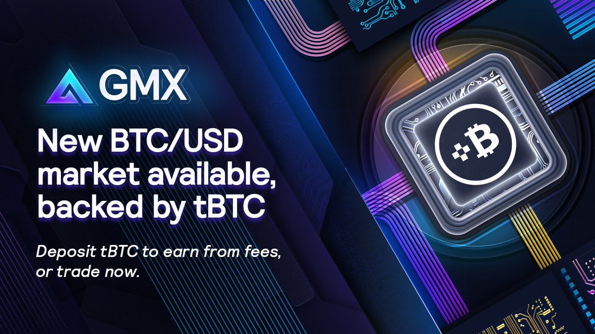GMX launches a BTC-USD market backed by tBTC, the decentralised  Bitcoin-backed token from Threshold Network. GMX is introducing tBTC as a  collateral asset on Arbitrum, offering users a trust-minimised alternative  to wrapped