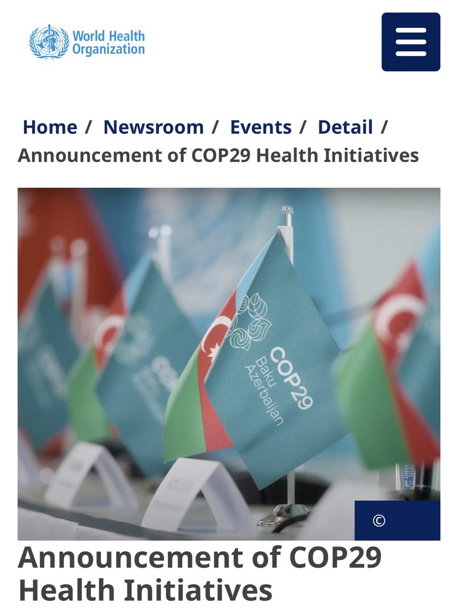 Dr Maria Neira (@drmarianeira) on Twitter photo Announcement of COP29 Health Initiatives.
Join <a href="/WHO/">World Health Organization (WHO)</a> for this event.
Ahead of the 29th Climate Conference in Baku Azerbaijan 🇦🇿 <a href="/WHO/">World Health Organization (WHO)</a> and the @COP29 Presidency are hosting an open webinar to announce the health initiatives planned at the Conference. who.int/news-room/even… Announcement of COP29 Health Initiatives.
Join <a href="/WHO/">World Health Organization (WHO)</a> for this event.
Ahead of the 29th Climate Conference in Baku Azerbaijan 🇦🇿 <a href="/WHO/">World Health Organization (WHO)</a> and the @COP29 Presidency are hosting an open webinar to announce the health initiatives planned at the Conference. who.int/news-room/even…