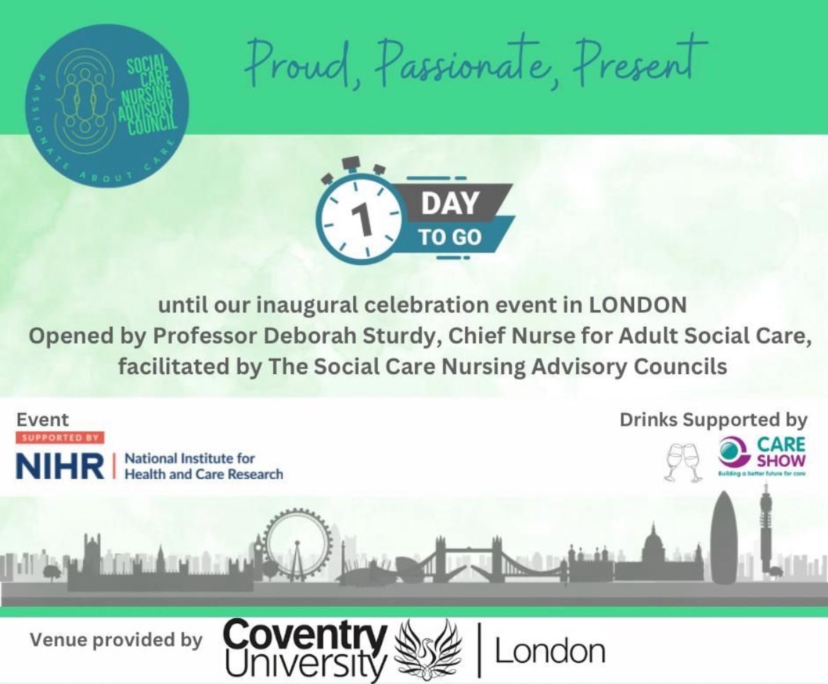 ScarlettMac (@daisydu16082607) on Twitter photo Less than 24 hours to go!
The most exciting celebration
Proud
Passionate
Present
<a href="/SCNACs/">ICB Social Care Nurse Advisory Councils</a> <a href="/DHSCgovuk/">Department of Health and Social Care</a> <a href="/wesstreeting/">Wes Streeting</a> <a href="/OutstandingSCIC/">The Outstanding Society</a> <a href="/sturdy_deborah/">Deborah Sturdy</a> <a href="/cfry_/">Charlotte Fry RN DN QN</a> <a href="/sanders_crook/">Caron Sanders-Crook. RN. Queen's Nurse💚</a> <a href="/skillsforcare/">Skills for Care</a> Less than 24 hours to go!
The most exciting celebration
Proud
Passionate
Present
<a href="/SCNACs/">ICB Social Care Nurse Advisory Councils</a> <a href="/DHSCgovuk/">Department of Health and Social Care</a> <a href="/wesstreeting/">Wes Streeting</a> <a href="/OutstandingSCIC/">The Outstanding Society</a> <a href="/sturdy_deborah/">Deborah Sturdy</a> <a href="/cfry_/">Charlotte Fry RN DN QN</a> <a href="/sanders_crook/">Caron Sanders-Crook. RN. Queen's Nurse💚</a> <a href="/skillsforcare/">Skills for Care</a>