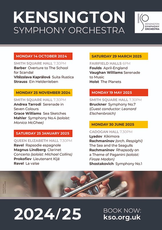 KensingtonSO's tweet photo. Take a look at our forthcoming season of concerts at @SinfoniaSmithSq (Smith Square Hall), @southbankcentre, @fairfield_halls and @cadoganhall, starting on 14 October https://t.co/qzq6uburEv