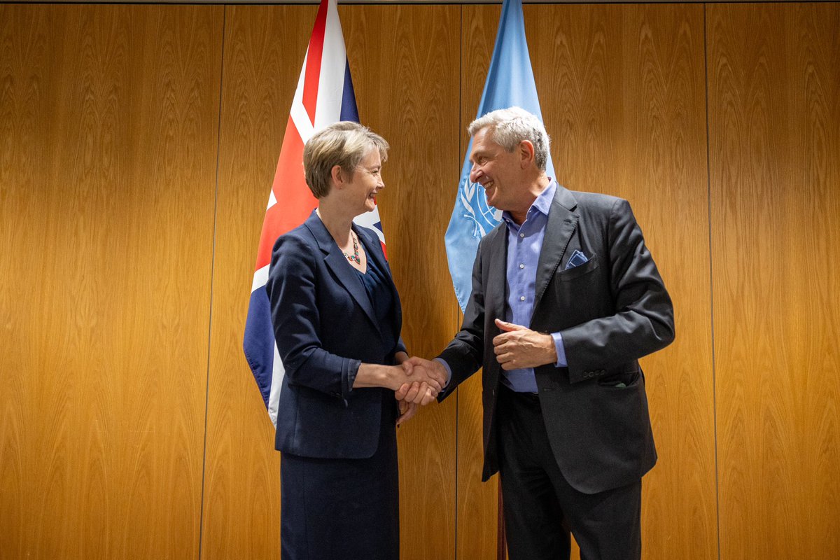 Filippo Grandi (@filippograndi) on Twitter photo What a pleasure to be in London and meet <a href="/YvetteCooperMP/">Yvette Cooper</a>!
Encouraging to hear the government's plans to tackle complex population flows in cooperation with European and international partners.
Recent tragedies show why solutions are so important.
UNHCR stands ready to help. What a pleasure to be in London and meet <a href="/YvetteCooperMP/">Yvette Cooper</a>!
Encouraging to hear the government's plans to tackle complex population flows in cooperation with European and international partners.
Recent tragedies show why solutions are so important.
UNHCR stands ready to help.