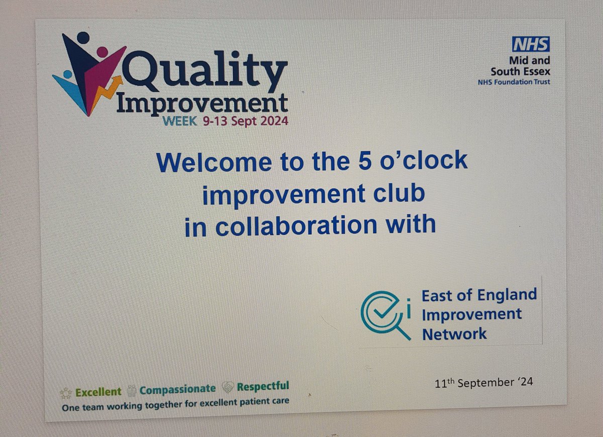 Sammy Rokoszynski ๐ (@samantharokosz1) on Twitter photo <a href="/MSEImprovement/">MSEFT Improving Quality and Value</a> 5 o'clock improvement club, great turn out from colleagues across the region in support of #QIWeek2024. Thank you to our speakers- Pedro from MSE, Natasha from West Suffolk and <a href="/RobertJMAyers/">๐ฅ๐ผ๐ฏ๐ฏ๐ถ๐ฒ ๐๐๐ฒ๐ฟ๐</a> from PAHT and sharing your QI journeys & QI projects #improvement ๐ค๐ <a href="/MSEImprovement/">MSEFT Improving Quality and Value</a> 5 o'clock improvement club, great turn out from colleagues across the region in support of #QIWeek2024. Thank you to our speakers- Pedro from MSE, Natasha from West Suffolk and <a href="/RobertJMAyers/">๐ฅ๐ผ๐ฏ๐ฏ๐ถ๐ฒ ๐๐๐ฒ๐ฟ๐</a> from PAHT and sharing your QI journeys & QI projects #improvement ๐ค๐
