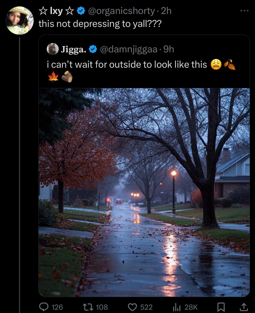 kirawontmiss's tweet photo. depressing?? this shit looks peaceful https://t.co/sq1l57CJsH