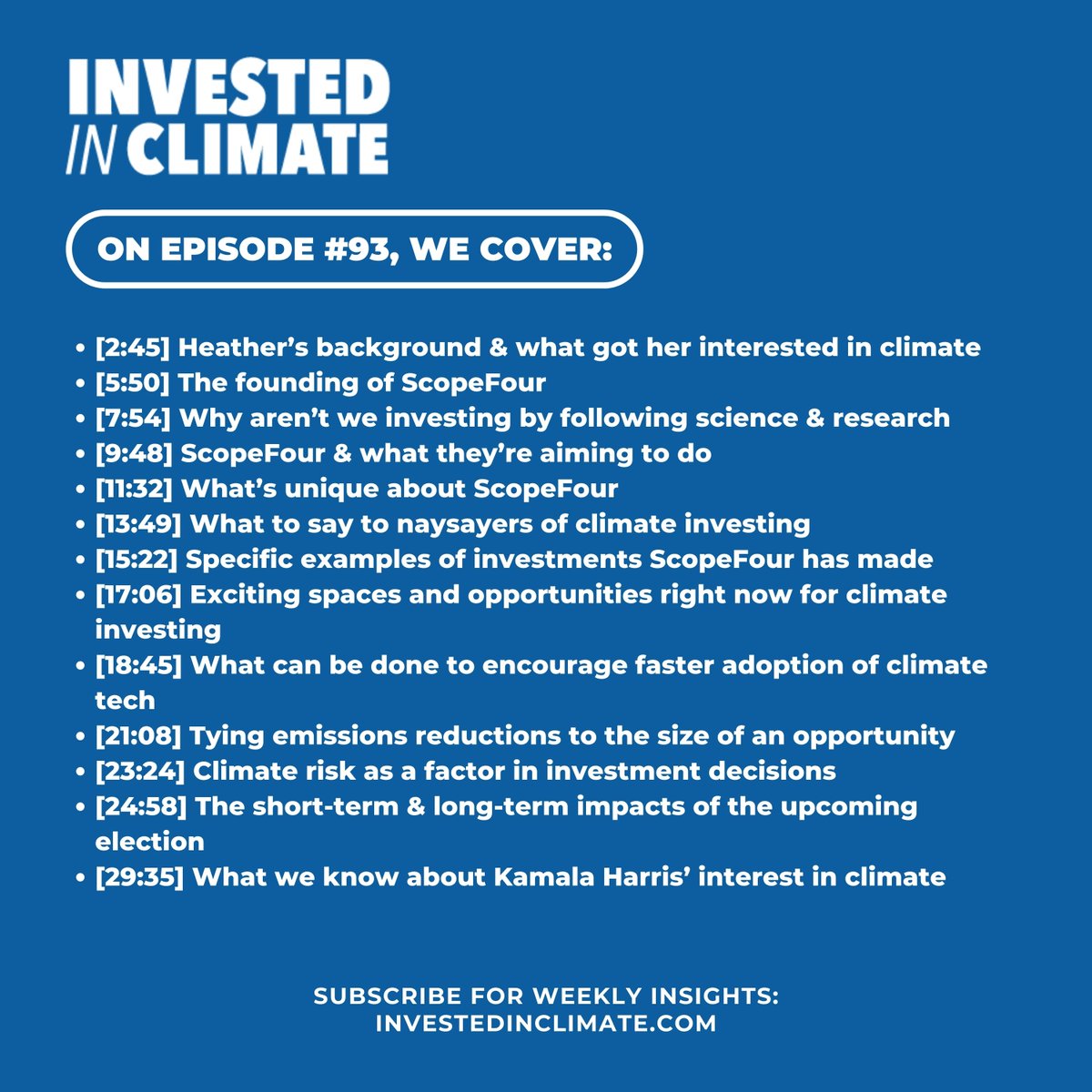 Explore how Heather Beatty founded ScopeFour Capital after decades in institutional investing, focusing on companies poised to benefit from the climate transition. Learn about ScopeFour’s approach and opportunities evolving climate landscape 🎧 Ep #93: investedinclimate.com/podcast/invest…