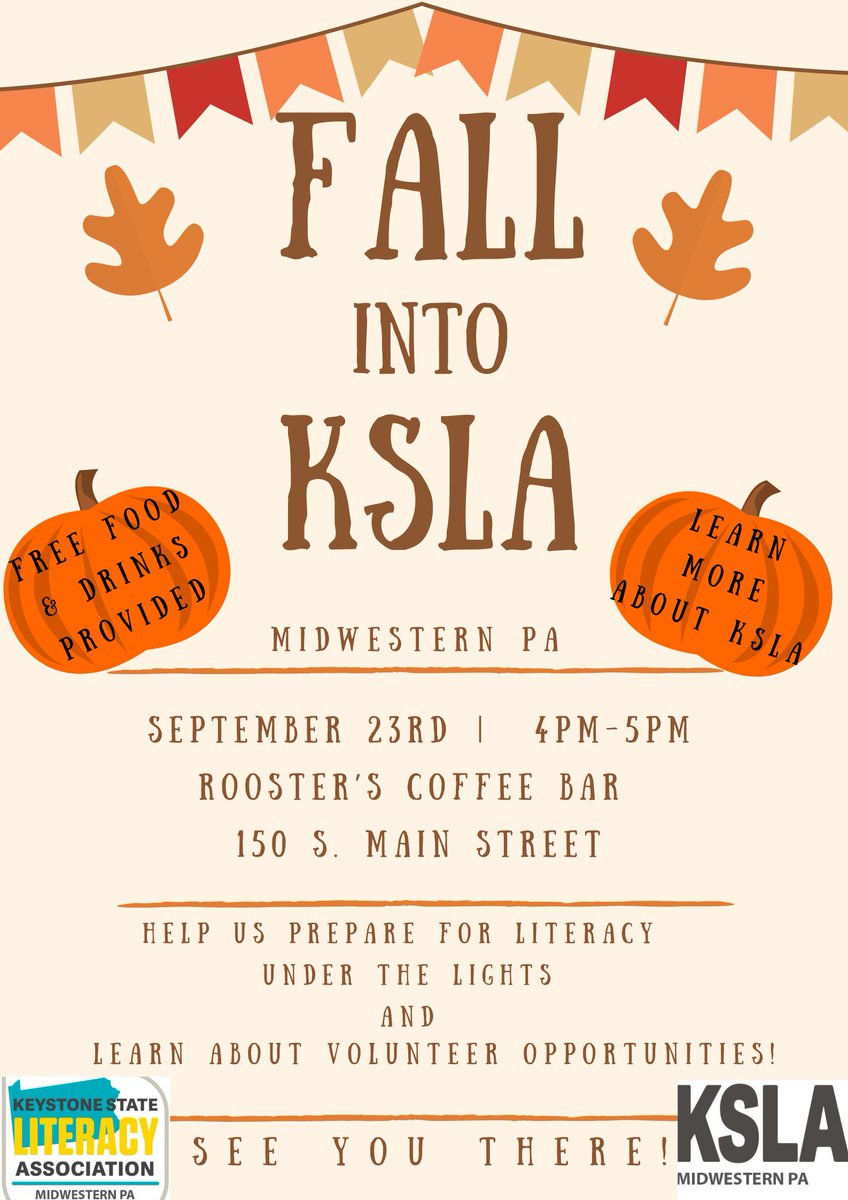 Join us for this year's Fall Into KSLA at Rooster's on September 23rd from 4pm-5pm! Come and enjoy free drinks and snacks while learning about new volunteer opportunities! 
You can RSVP here:
docs.google.com/forms/d/e/1FAI…