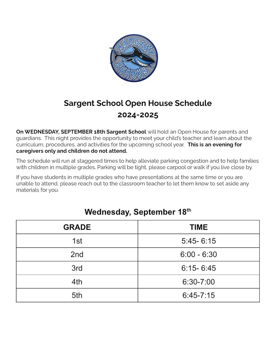 Sargent Parent Open House!