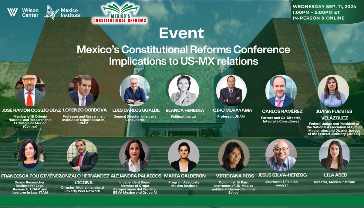 🚨💬
<a href="/BlancaHerediaR/">Blanca Heredia</a>, directora de TalentumMx, moderará el panel sobre la Reforma Electoral con <a href="/LCUgalde/">Luis Carlos Ugalde</a>, <a href="/lorenzocordovav/">Lorenzo Córdova V.</a> y <a href="/CiroMurayamaMx/">Ciro Murayama</a> en la Conferencia de Reformas Constitucionales organizada por @MexicoInstitute🇲🇽
🗓️ 11/sep, 11:00 a.m. CDMX 
🎥 bit.ly/3z4hJkF