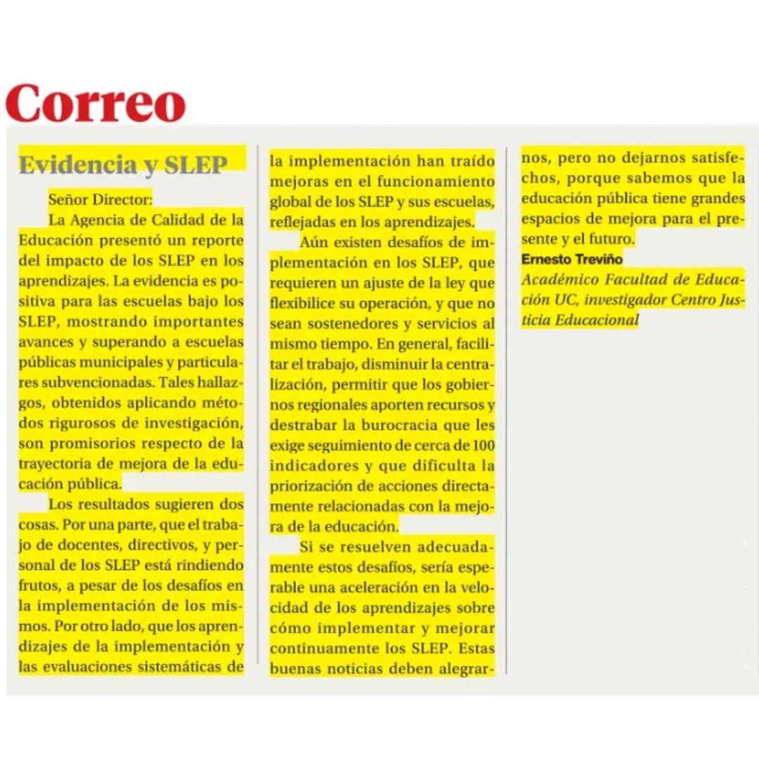 Comparto carta sobre evidencia positiva sobre resultados de los SLEP
Buenas noticias y tenemos mucho por mejorar
<a href="/agenciaeduca/">Agencia de Calidad de la Educación</a> <a href="/EduPublicaCL/">Dirección de Educación Pública de Chile (DEP)</a>