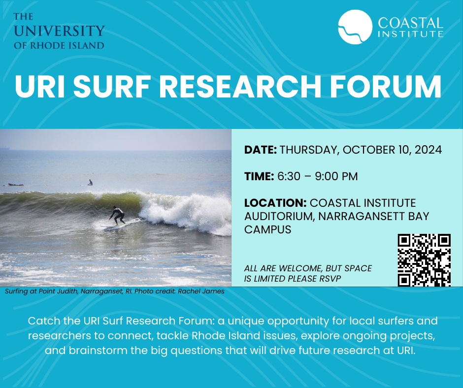 🌊 Save the Date: URI Surf Research Forum! 🌊

Join us Oct 10, 6:30-9 PM at <a href="/URIGSO/">URI Graduate School of Oceanography</a>  to connect, share, and shape surf research!

RSVP &amp; register ➡️ ci.uri.edu/uri-surf-resea…

#URISurfResearch #RhodeIslandSurfing 🌅