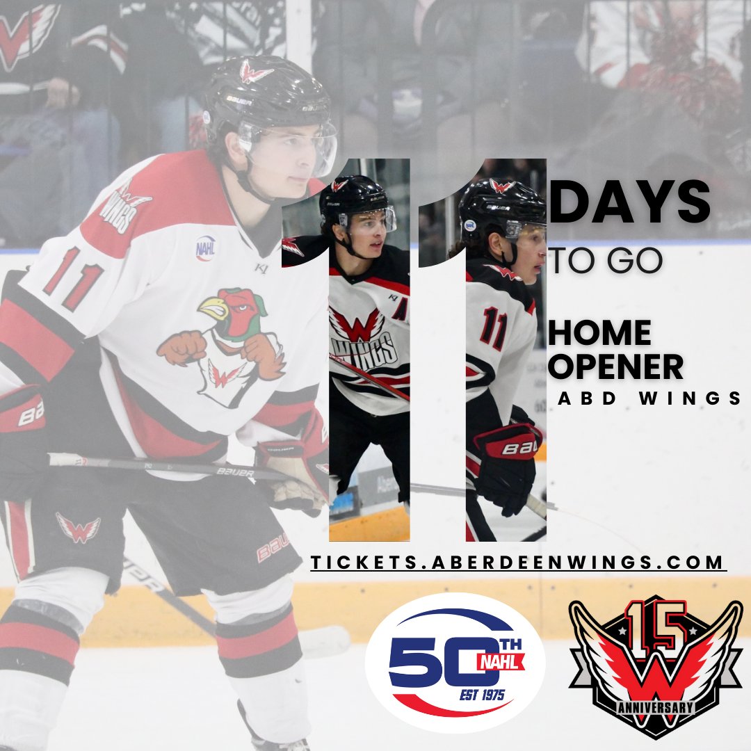 AberdeenWings's tweet photo. Only 11 more days...
Do you have your tickets yet?
There's still time!
Visit https://t.co/sfmXqZEv4O
#WingsWay #LETSGOWINGS #NAHL #CountdownToPuckDrop https://t.co/vrJ2MhD5UM