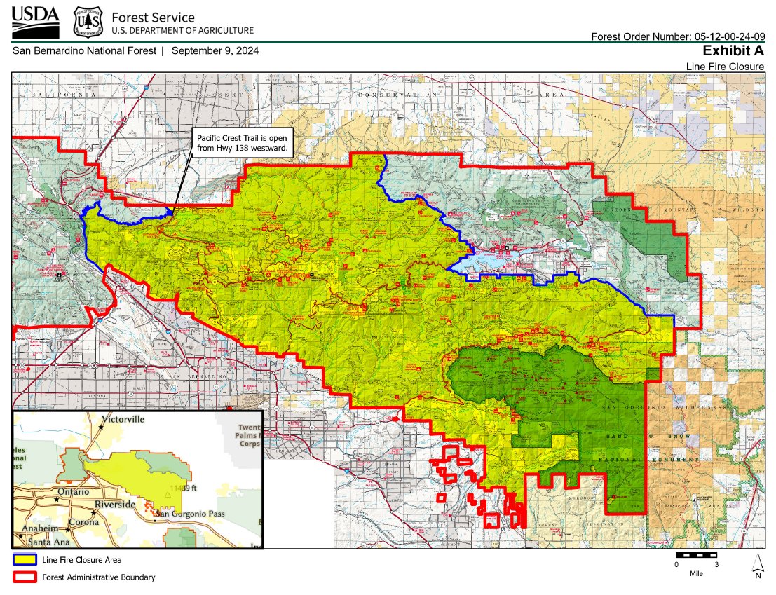 The San Bernardino National Forest has issued a closure order for the area affected by the Line Fire. To read the order, the details, and the many roads and trails closed per the order go to fs.usda.gov/detail/sbnf/?c…
#LineFire #SBNF #SanBernardinoNationalForest