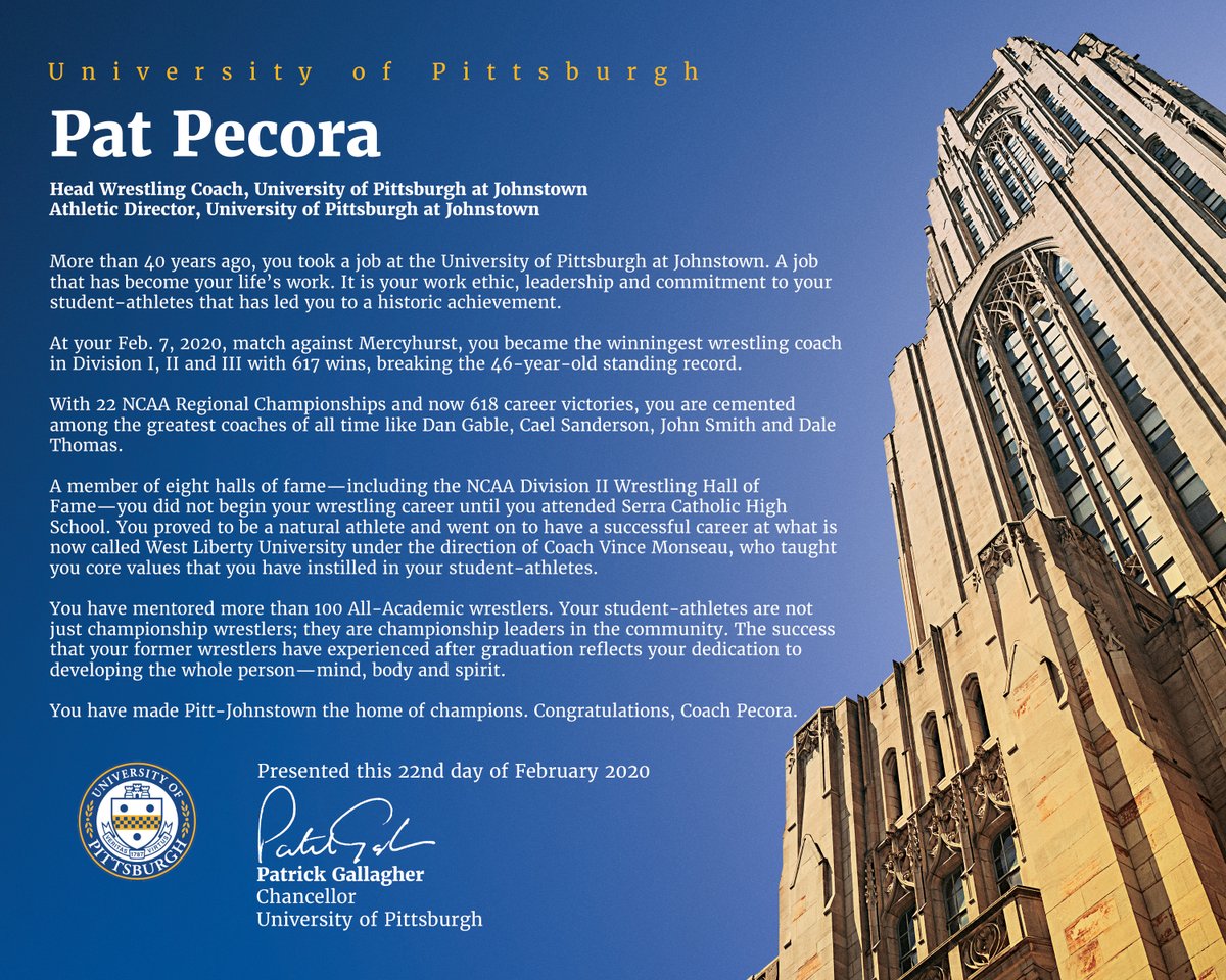 Pitt_WRES's tweet image. Leaving a legacy bigger than sports.

Rest in peace, Pat Pecora 💙💛