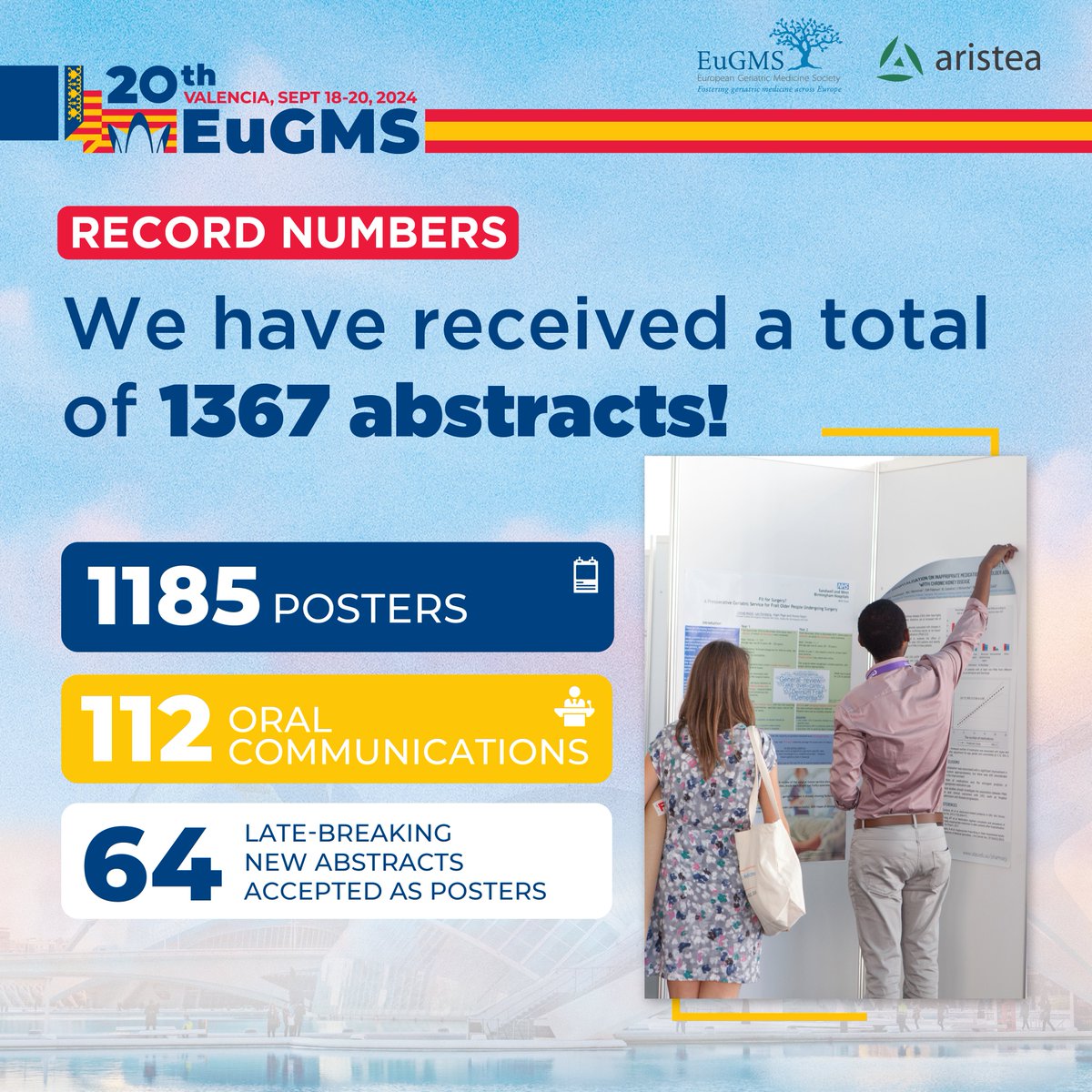 We are thrilled to announce that this year's EuGMS Congress has received 1364 abstracts! 📑

Also, we have accepted 64 late-breaking new abstracts as posters❗

Thank you to everyone who contributed to this milestone. 🙏

@‌aristeagroup
#EuGMS2024Congress