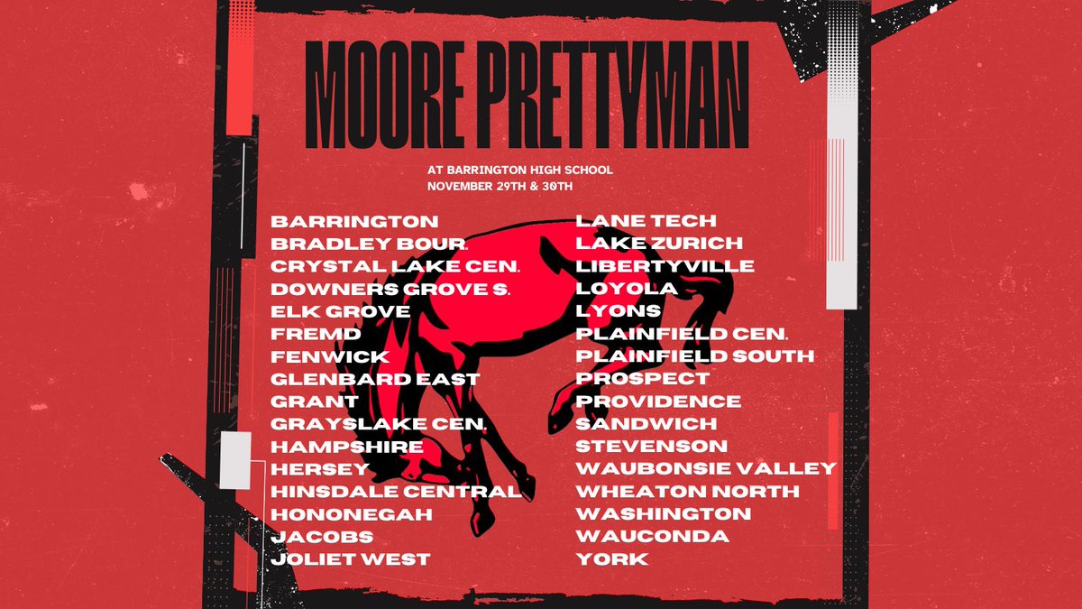 Barrington High School Wrestling (@_bhswrestling) on Twitter photo The field for this year’s Moore Prettyman tournament is set. Let the count down begin for the premier Thanksgiving tournament in Illinois. <a href="/IllinoisMatmen/">Illinois Matmen</a> The field for this year’s Moore Prettyman tournament is set. Let the count down begin for the premier Thanksgiving tournament in Illinois. <a href="/IllinoisMatmen/">Illinois Matmen</a>