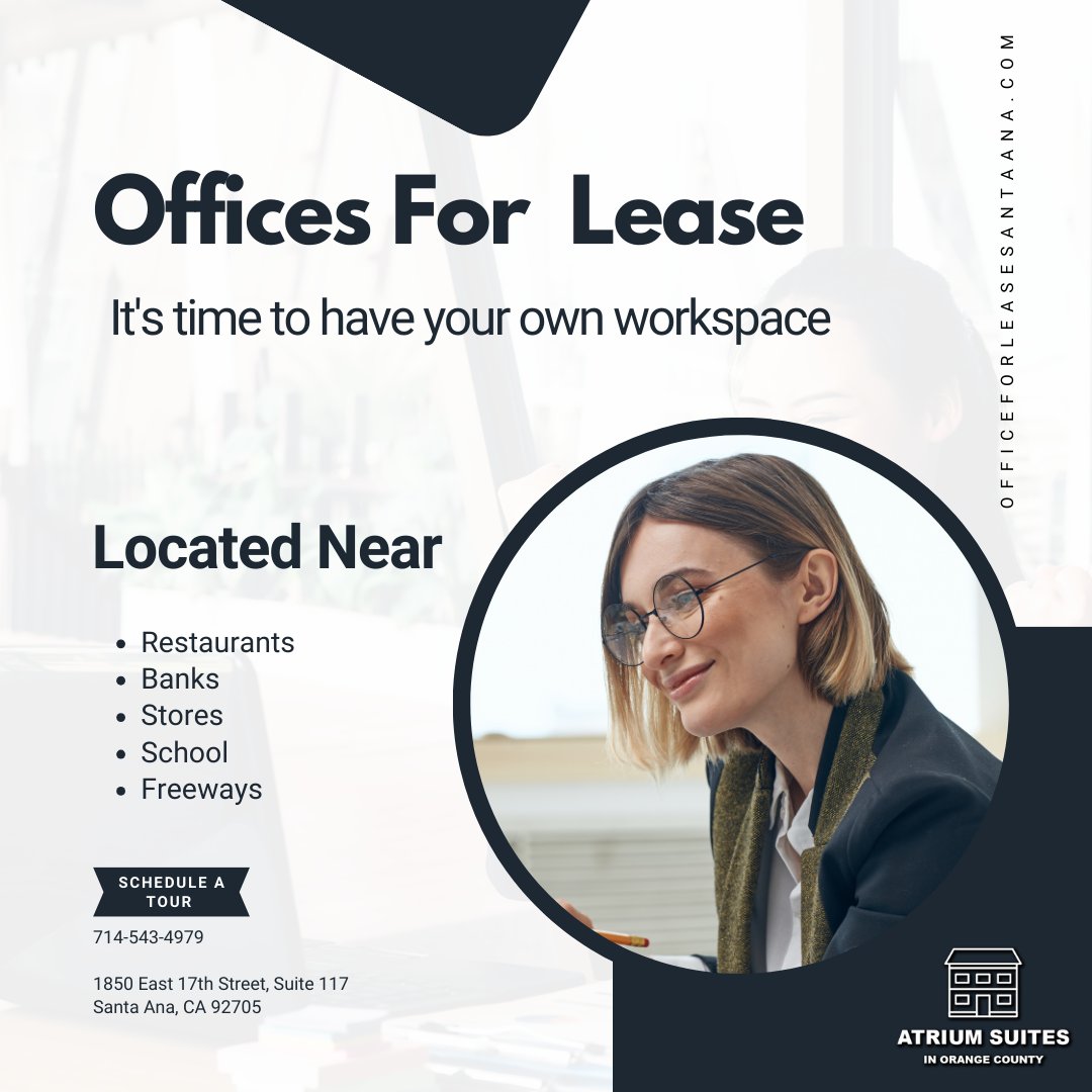 office_forlease's tweet photo. "Unlock the full potential of your business with a professional office lease—where every strategy is refined and every goal is a step closer to reality."

📍 1850 East 17th Street, Suite 117, Santa Ana, CA 92705
👉 Schedule a Tour 714-543-4979
🌐 https://t.co/udtMXzQ9KT https://t.co/qBwCq1yQ6O