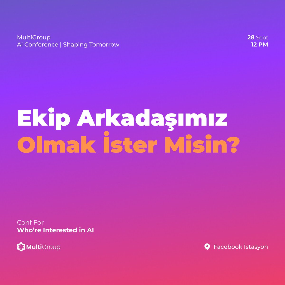 MultiGroup (@devmultigroup) on Twitter photo Harika Bir Ekibin Parçası Olmak İster Misiniz?✨
Developer Multigroup ekibi olarak, yapay zekadan veri bilimine, mobil geliştiricilikten daha birçok farklı alana kadar çeşitli etkinlikler düzenleyen dinamik ve gönüllü bir topluluğuz. Bu harika etkinlikleri düzenlerken, ekip Harika Bir Ekibin Parçası Olmak İster Misiniz?✨
Developer Multigroup ekibi olarak, yapay zekadan veri bilimine, mobil geliştiricilikten daha birçok farklı alana kadar çeşitli etkinlikler düzenleyen dinamik ve gönüllü bir topluluğuz. Bu harika etkinlikleri düzenlerken, ekip