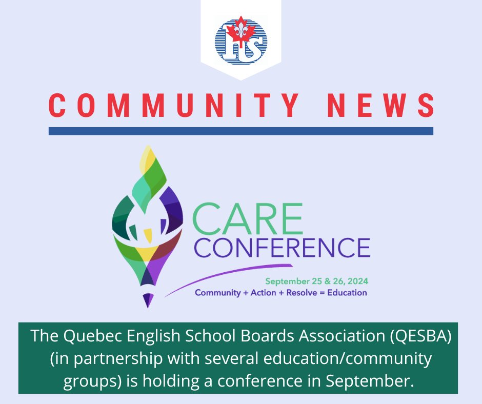 qfhsa's tweet photo. The CARE Conference is happening in 2 weeks!
Held on Sept. 25 &amp; 26, the event will unite the Quebec English School Boards Association with community partners and government representatives for discussions on a wide variety of topics.
Find out more here: https://t.co/DH8bw6JBco https://t.co/vtxlOPXlPF