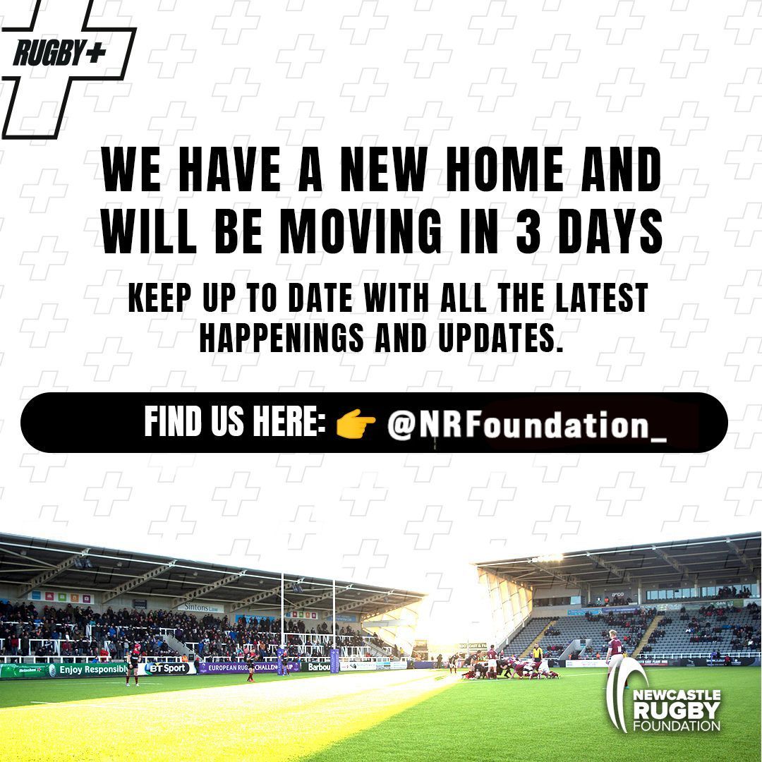 🏡 We have a new home! 🏉

We're moving our social media accounts, so now you can find everything Newcastle Rugby Foundation in one place. 

Stay up to date with all our latest news and updates by following 👉 <a href="/NRFoundation_/">Newcastle Rugby Foundation</a>  See you there! 👋 

#NewcastleRugbyFoundation