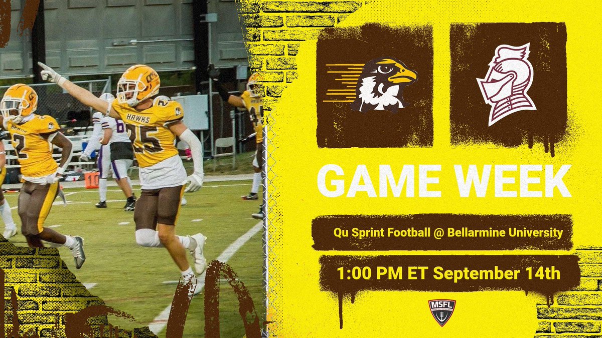 Quincy University Sprint Football (@quhawkssprintfb) on Twitter photo IT'S GAME WEEK!!! Tune in Saturday September 14th on ESPN+ and watch your Qu Hawks Sprint Football team open the season on the road at Bellarmine University. #TAEC #F4 #PROCESS #2GETH4R IT'S GAME WEEK!!! Tune in Saturday September 14th on ESPN+ and watch your Qu Hawks Sprint Football team open the season on the road at Bellarmine University. #TAEC #F4 #PROCESS #2GETH4R