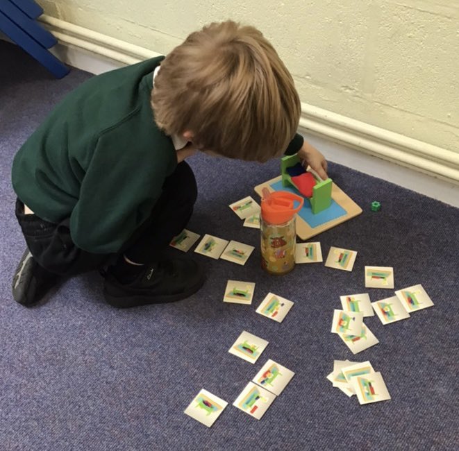 SchoolWainscott's tweet photo. Thomas in Fox Class was shown the positional language cards and asked to match them. “Can you put Monty under the bed? @inclusion_s @AsWainscott @MissGreenway_O @johnbryantHT @LAHam21 @Primary1stTrust #PositionalLanguage https://t.co/scYyWmvLk6