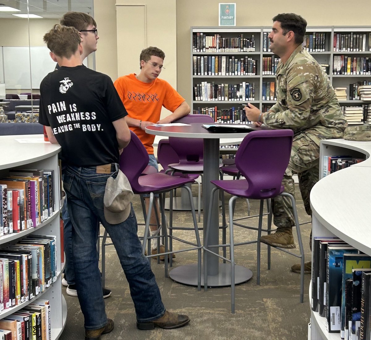 AHSLantz's tweet image. Twenty volunteers came to speak to seniors about careers today. Thanks to Wee Creations, Panache SalonSpa, Ross Electric, Angola Fire Department, Steuben County Police, Bowen Center, Harold Chevrolet/Ford, Remax, Wagler &amp;amp; Associates, Cameron Hospital, Dry Dock, and the US Army.