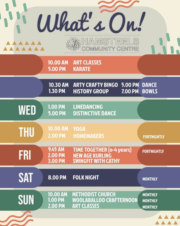 There are a range of regular activities on...why not take a look and see if anything interests you?