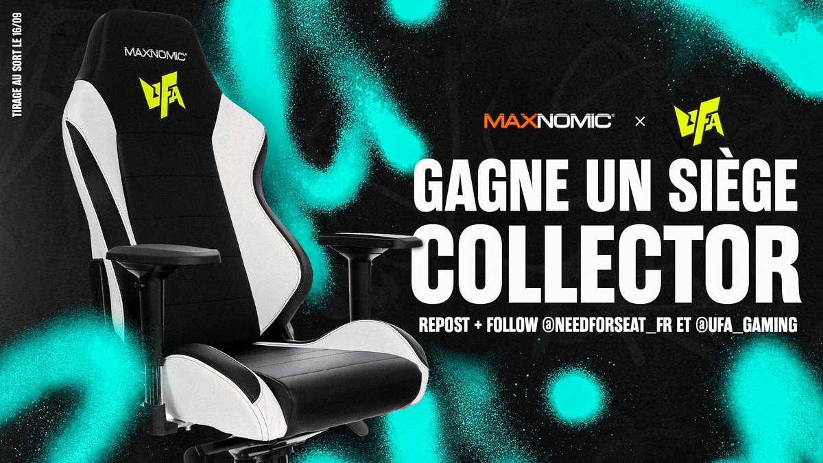 Ultimate Fighting Arena (@ufa_gaming) on Twitter photo 🎁 GIVEAWAY 🎁
Pour célébrer l’#UFA2024, notre partenaire Maxnomic vous offre un siège gamer aux couleurs de l'UFA.
Pour participer : repostez la publication et suivez les comptes <a href="/NEEDforSEAT_FR/">NEEDforSEAT® France</a> et <a href="/UFA_Gaming/">Ultimate Fighting Arena</a>. 🎁 GIVEAWAY 🎁
Pour célébrer l’#UFA2024, notre partenaire Maxnomic vous offre un siège gamer aux couleurs de l'UFA.
Pour participer : repostez la publication et suivez les comptes <a href="/NEEDforSEAT_FR/">NEEDforSEAT® France</a> et <a href="/UFA_Gaming/">Ultimate Fighting Arena</a>.