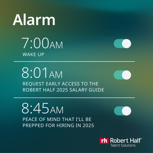 MikeFrenchYYZ's tweet photo. Get prepped for the 2025 hiring market. Book an appointment today for a sneak peek at our #RobertHalf 2025 Salary Guide before it is available to the public. Message me to set up a time. #RHSalaryGuide https://t.co/1jM3VK7qWm